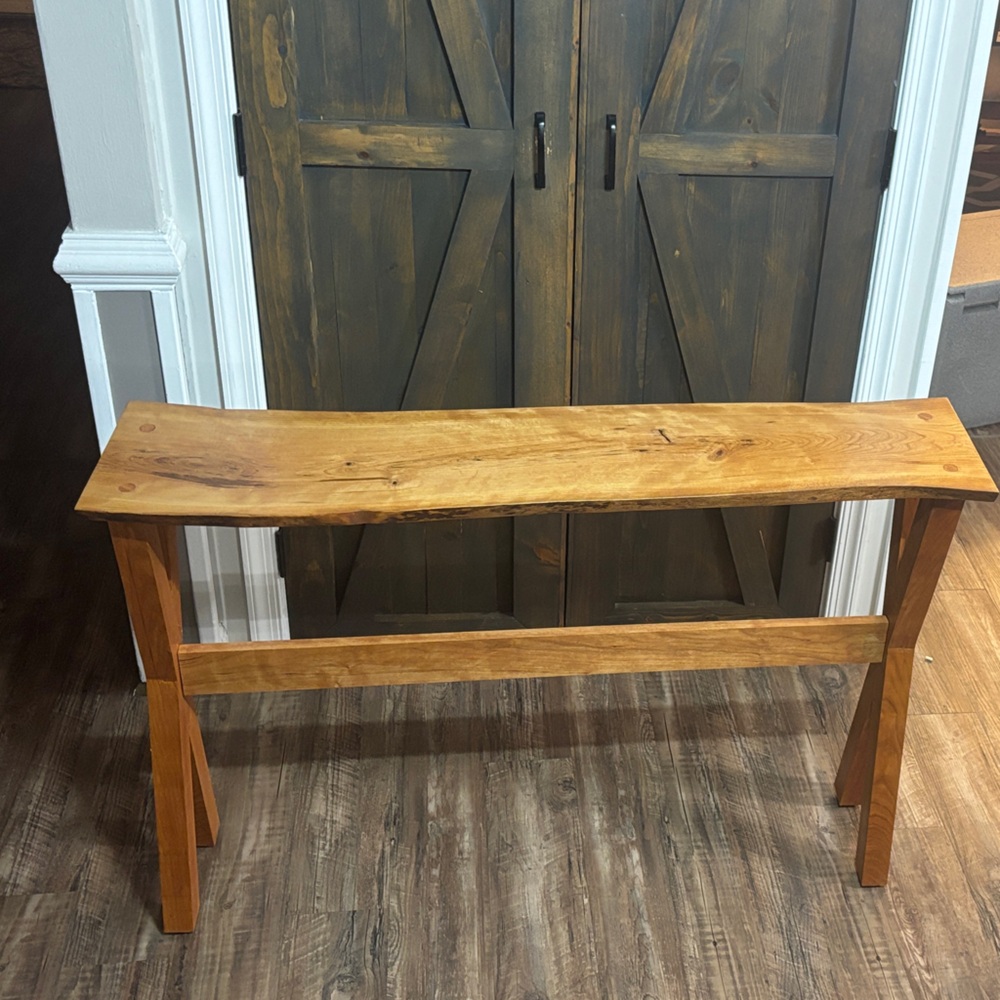 Handmade by Nelson’s Designs a Rustic Cherry Live Edge Wooden Console Table